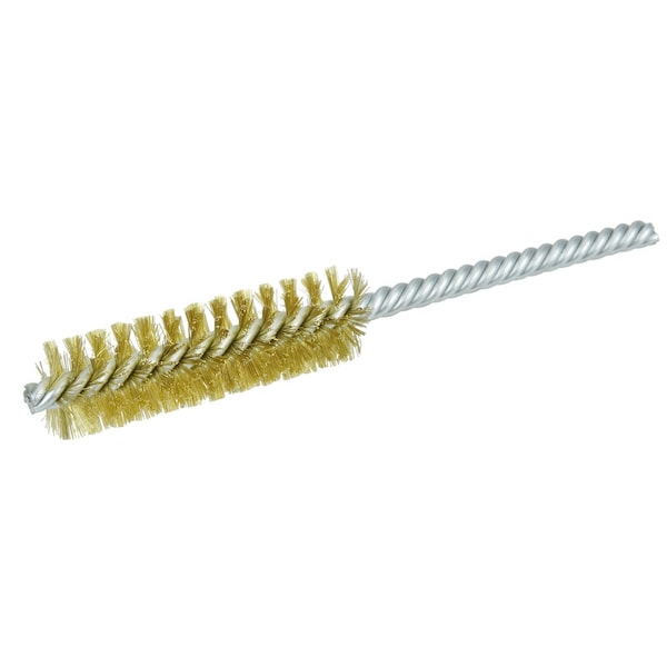 Weiler 3/4" Power Tube Brush, .006" Brass Wire Fill, 2-1/2" Brush Length 21179